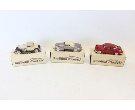Diecast - Brooklin Models 1948 Tucker 48 Torpedo, 1932 Packard Light 8 Coupe, 1940 Cadillac V16 Convertible - all boxed (3)