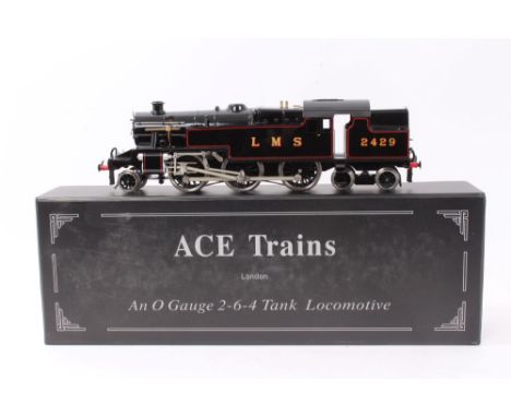 Railway - Ace Trains - 0 gauge 2-6-4 Tank locomotive LMS 2429, black and red livery, in original box