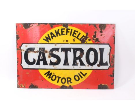Enamel advertising sign 'Wakefield Castrol Motor Oil', 76.5cm overall width