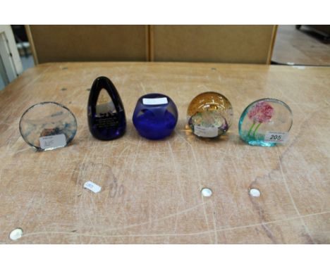 Five Caithness limited edition glass paperweights - Mystique (Facet Cut) 1979, by Colin Terris, no. 329 of 630, Overseer 1994