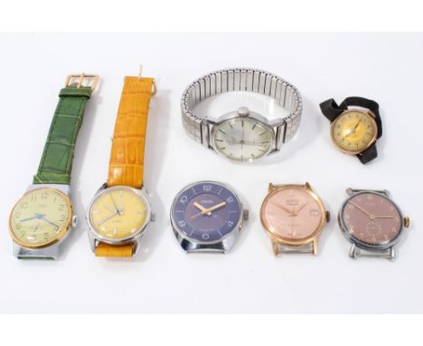 Group of vintage wristwatches - including Tissot on stainless steel expandable bracelet, Olma, Mentor Datographe, Pakema, etc