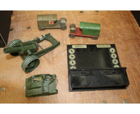 Diecast and tinplate selection - including early Meccano models, Britains Army vehicle, etc