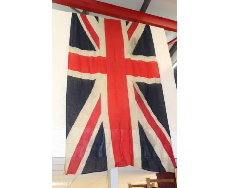 Vintage United Kingdom cloth flag, approximately 170cm x 352cm