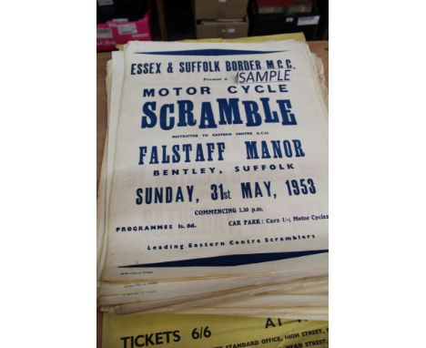 Colchester and District 1950s posters - various events - including motorcycle scramble, St. Ledger Dance Red Lion Hotel, Colc