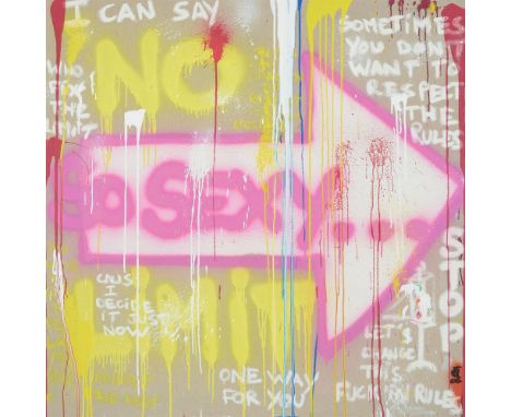 
	
		λ&nbsp;DEBORAH SPORTES (FRENCH B. 1976)
		NO LIMIT !
		Mixed media on canvas 
		Signed, titled and dated Mars '06 (verso