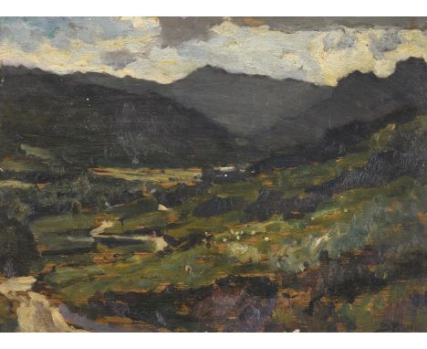 
	
		λ&nbsp;BERTRAM PRIESTMAN (BRITISH 1868-1951)
		SUNSHINE AND SHADOW IN THE LANGDALE VALLEY AS SEEN FROM RED BANK
		Oil on