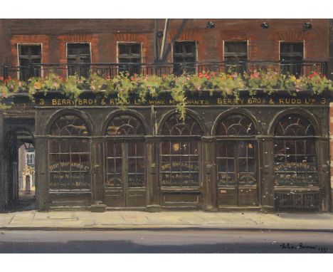 
	
		λ&nbsp;JULIAN BARROW (BRITISH 1939-2013)
		BERRY BROS. &amp; RUDD LTD., WINE MERCHANTS, LONDON 
		Oil on canvas 
		Signe