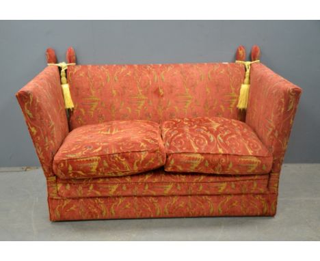 Red upholstered Knole sofa 