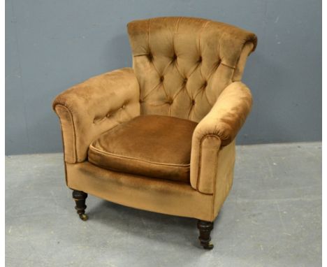 Button back nursing chair, and a pine trunk