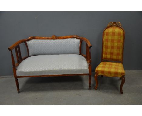 A mahogany sofa together with a rosewood and mahogany chair