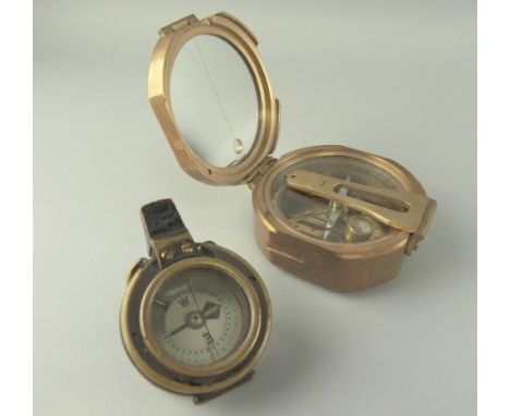 Stanley of London brass compass and a small military compass