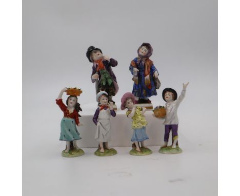 Group of six Continental small figures, largest H: 11 cm. UK P&amp;P Group 2 (£20+VAT for the first lot and £4+VAT for subseq