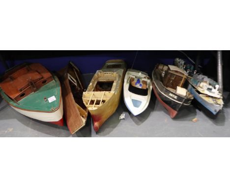 Six assorted model boats, all require attention, good for spares or refurbishment. Not available for in-house P&amp;P 