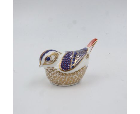 Royal Crown Derby wren paperweight with gold stopper. UK P&amp;P Group 1 (£16+VAT for the first lot and £2+VAT for subsequent