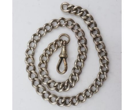 Hallmarked silver Albert watch chain, each link stamped, L: 30 cm, 29g. UK P&amp;P Group 1 (£16+VAT for the first lot and £2+