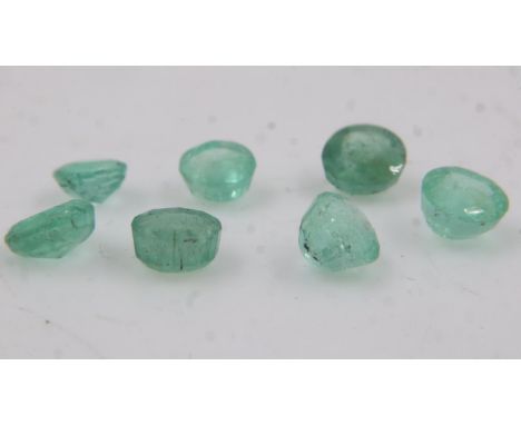 Seven natural loose round cut emeralds, total 3.92cts. UK P&amp;P Group 0 (£6+VAT for the first lot and £1+VAT for subsequent