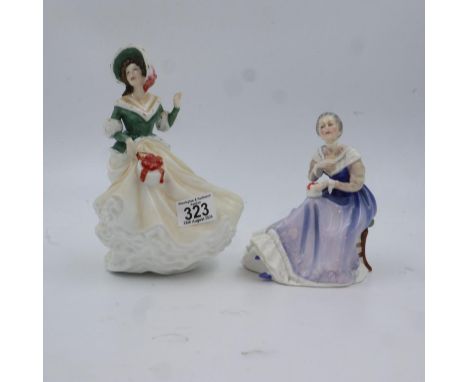 Royal Doulton lady figures, Christmas Morn 2002 HN4422 and Happy Anniversary HN5097, both first quality. UK P&amp;P Group 3 (