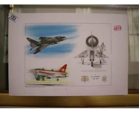Five signed aircraft prints including Red Arrows. UK P&amp;P Group 2 (£20+VAT for the first lot and £4+VAT for subsequent lot
