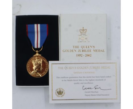 The Queens Golden Jubilee medal, 2002, boxed with CoA. UK P&amp;P Group 0 (£6+VAT for the first lot and £1+VAT for subsequent