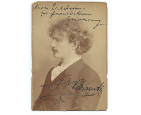 Ignacy Paderewski (Kuryłówka 1860 - New York 1941)Cabinet-card photographic portrait with autograph dedication signed of the 