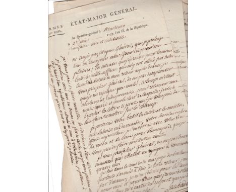 (Napoleonica) Joseph-Marie Tennet de Laubadère (Bassoues, 1745 - Poulylebon, 1809)32 autograph documents signed or documents 
