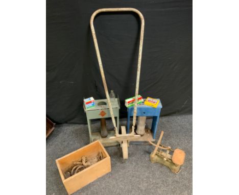 A Vintage 'Aladdin' Greenhouse heater, and another greenhouse heater; garden tools, etc. 
