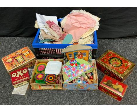 Fashion &amp; Textiles - mid 20th century babies clothes, dresses, knitted items, buttons, threads, clips etc;  vintage Chris