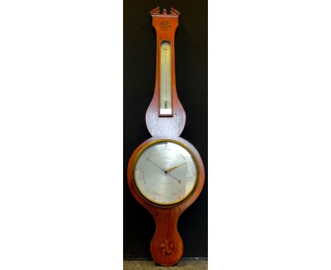 A Regency Aneroid Barometer, by A. Terzza of Nottingham, walnut veneered case, c. 1820. 