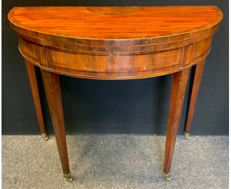 A mid 19th century Regency style mahogany card table, boxwood and ebony, stringing throughout, c.1850-1870 