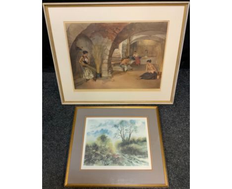 William Russell Flint, by and after, 'The Four Sisters Chazalet', signed in pencil, and blind stamped to margin, lithograph, 