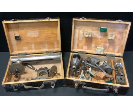 Horological Tools - a six wheel stepped drive by Rotherhams of Coventry, marked Derbyshire Hard;  miniature lathe mounting to