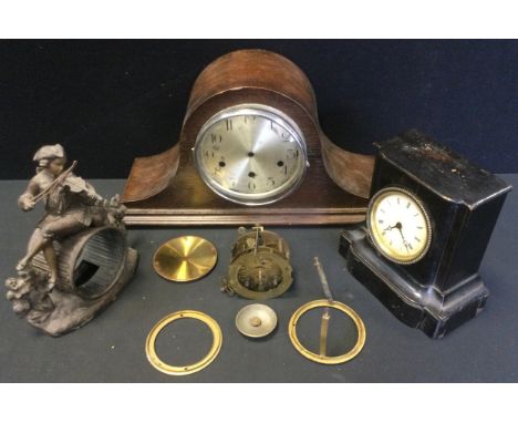 Clocks &amp; Clock Makers spares -  a 19th century Collet a Paris ebonized cased mantel clock;  others;  clock case, movement