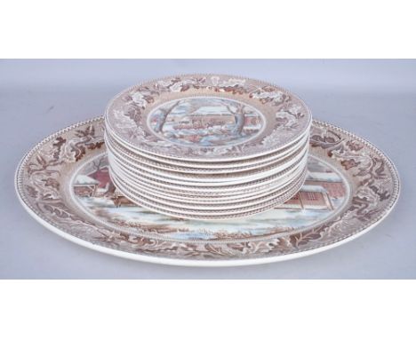 ‘JOHNSON BROS, HISTORIC AMERICA’  TWELVE CERAMIC PLATES AND AN OVAL SERVING DISH (13)