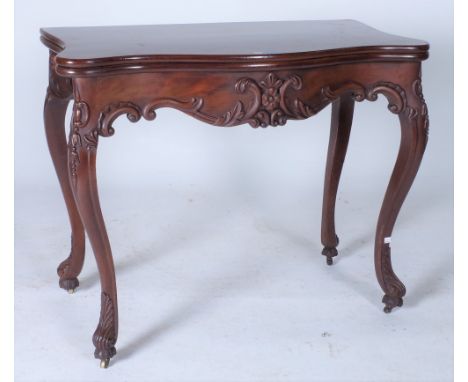 AN EARLY 20TH CENTURY FRENCH STAINED BEECH SERPINTINE CARD TABLE90cm wide; 76cm high