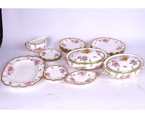 A GROUP OF ROYAL CROWN DERBY "ROYAL PINXTON ROSES" PATTERN TEA AND DINNER WARES (QTY)Condition Report: Good condition, there 