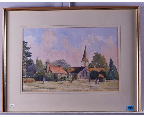 PAM DAVIS (20TH CENTURY) (4)Brockham Churchsigned 'Pam Davis' (lower left), titled on artist's label attached to the backboar