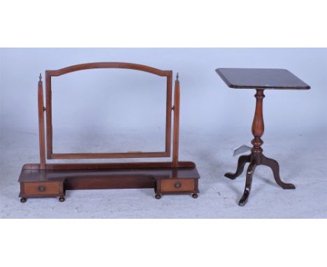 A 19TH CENTURY AND LATER TRIPOD TABLE (2)46cm wide; 70cm high, together with an Edwardian swing frame mirror, 101cm wide; 75c