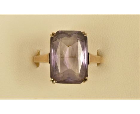 A 9ct gold and amethyst dress ring, 13 x 10mm, N 1/2, 3.6gm 