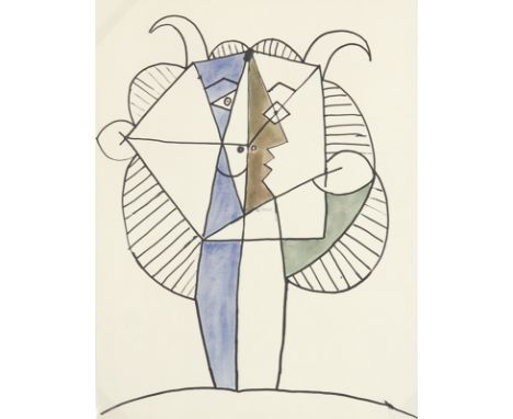 PABLO PICASSO Malaga 1881 - 1973 Mougins: Visage cubiste (Tête de Faune Chevelu). Kombinationsdruck (Phototypie mit Pochoir) 