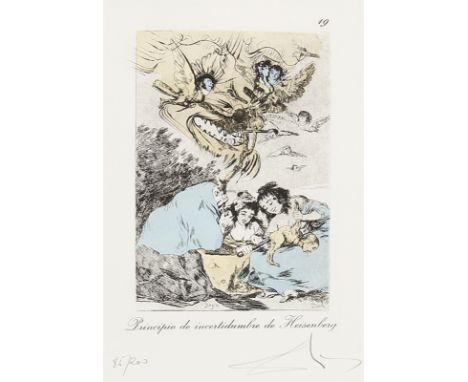 SALVADOR DALI - Werkstatt: Principio de incertidumbre de Heisenberg. Blatt 19 aus der Folge „Les Caprices de Goya“. Heliograv