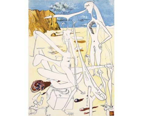 SALVADOR DALI - Werkstatt: Infra-Terrestres adorés par Dalí à 5 Ans car il se croyait Insecte. Farb. Offsetlitho mit Prägeran