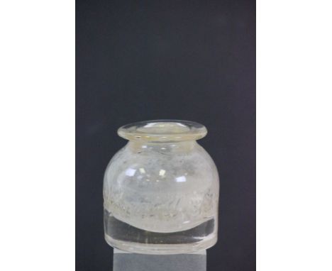A Great Western glass inkwell of circular form, height approximately 7cm