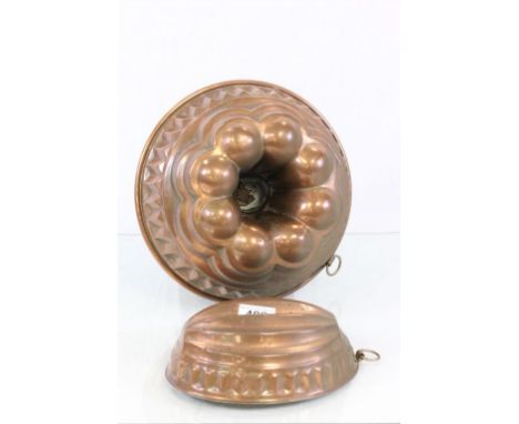 Two Vintage Copper Jelly Moulds stamped Rein Kupfer