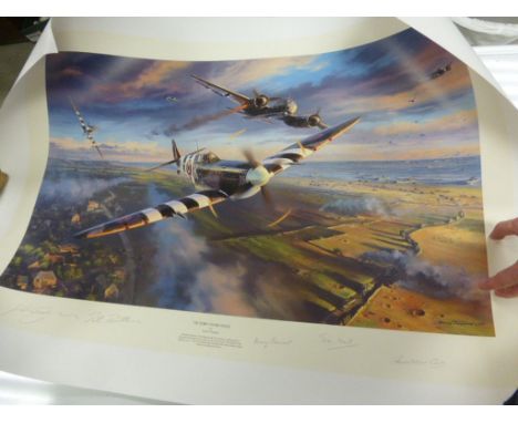 Aviation print - Presentation copy Nicholas Trudgian Victory Over Gold with pilot signatures in pencil