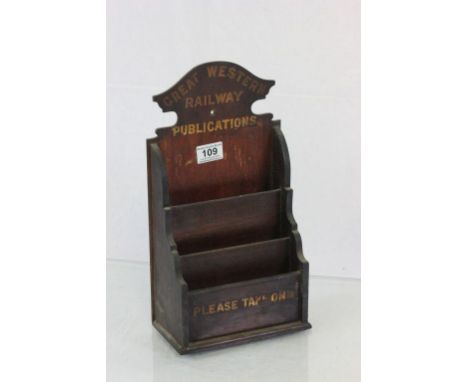 GWR wooden Railway Publications leaflet stand, marked Keynsham 1966 to reverse