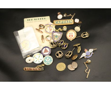 Collection of Enamel Badges including RAF Wings Sweetheart Badge