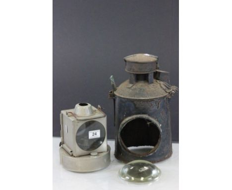Vintage GWR Railway lamp with inner burner etc