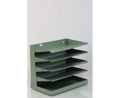 A vintage enamel 5 section filing rack