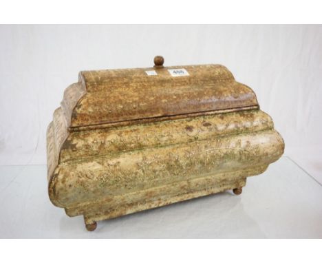 A vintage large tin casket 