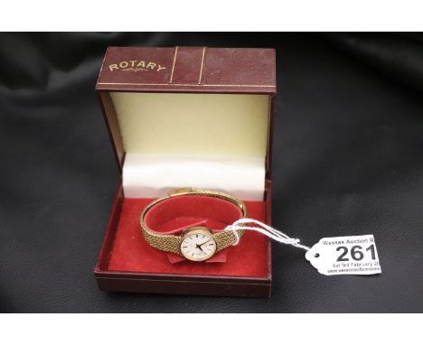 A cased ladies Rotary wristwatch with integral strap